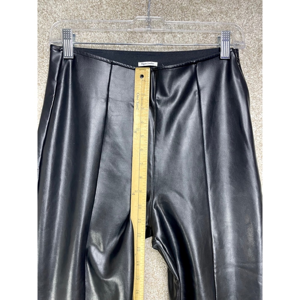 Abercrombie & Fitch Vegan Leather Flare Pants Women M Black High Rise Edgy Biker - Picture 7 of 8